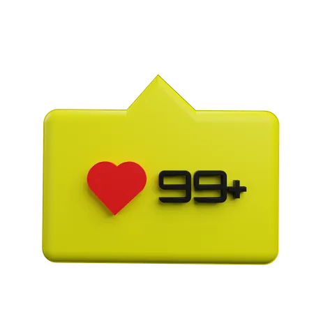 3 D Render Yellow Love Bubble Notification With Transparent Background 3D Icon