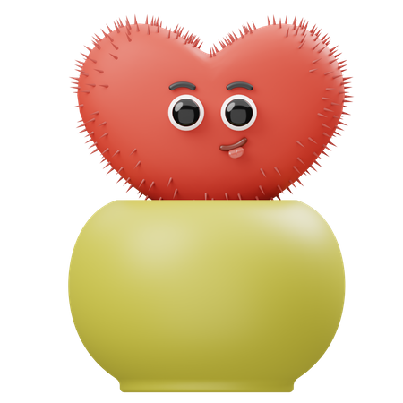 Love Cactus 3D Illustration