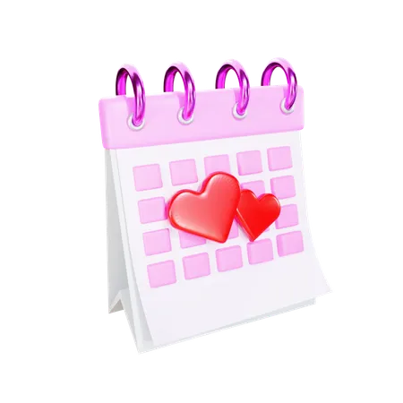 3 D Render Love Calendar 3D Icon