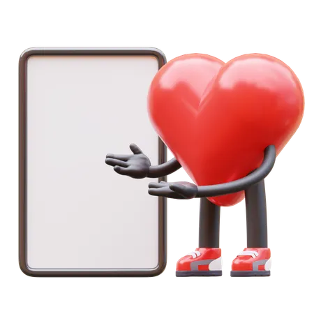 Love Character Presenting Blank Paper Board