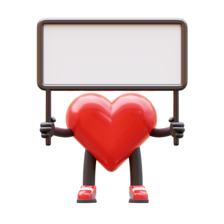 Love Character Presenting Blank Paper Board  3D Illustration