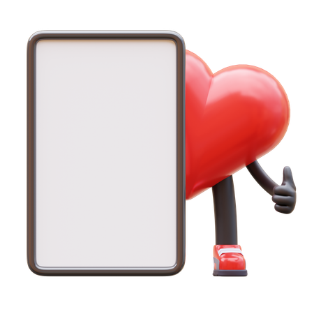 Love Character Presenting Blank Paper Board  3D Illustration