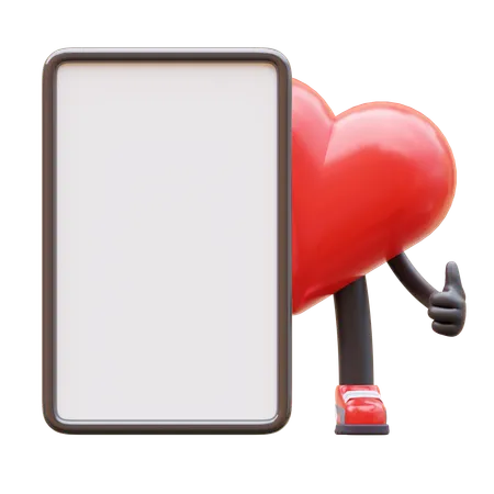 Love Character Presenting Blank Paper Board  3D Illustration