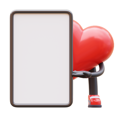 Love Character Presenting Blank Paper Board  3D Illustration