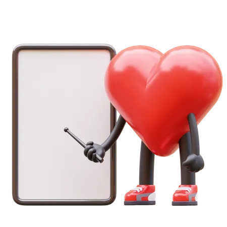 Love Character Presenting Blank Paper Board  3D Illustration