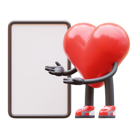 Love Character Presenting Blank Paper Board  3D Illustration