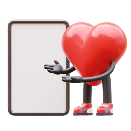 Love Character Presenting Blank Paper Board  3D Illustration