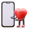 Love Character Presenting Blank Smartphone Screen