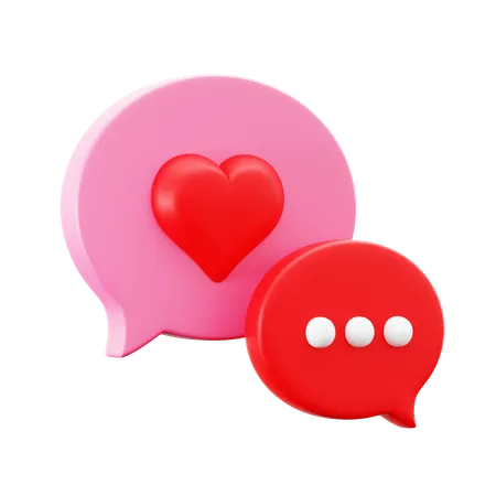 Love Romantic Chat Forum Hearth Symbol With Balloon Speak 3 D Icon Illustration Render Design 3D Icon
