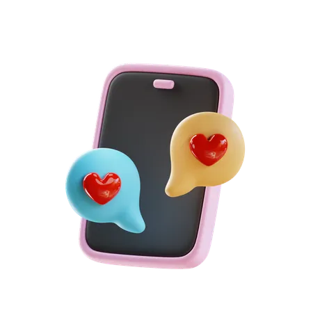 3 D Render Valentines Day Love Chat 3D Icon