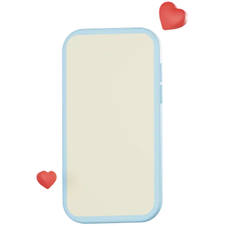 Cartoon Mobile With Cute Heart 3D Icon