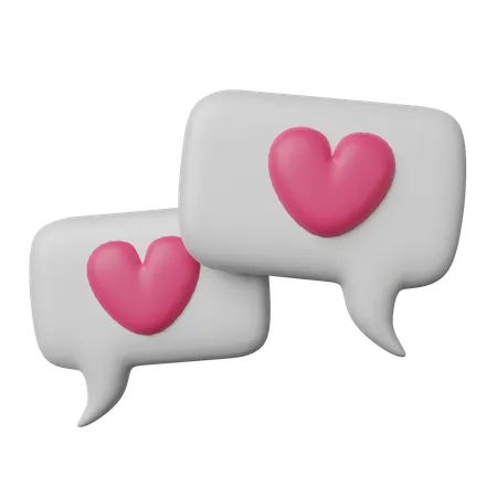 Love Chat With Heart Icon Anniversary Valentines Day Icon Minimalistic Clay Style Isolated 3 D Render On Transparent Background 3D Icon