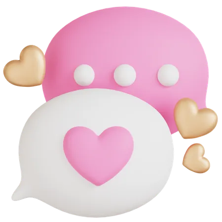 A 3 D Icon Of Chat Bubbles With Heart Decorations Symbolizing Romantic Communication Ideal For Projects Related To Love Messages And Conversations 3D Icon