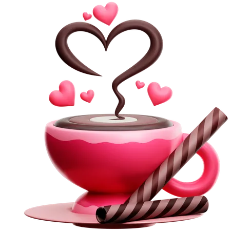 Love Coffe Cup  3D Icon
