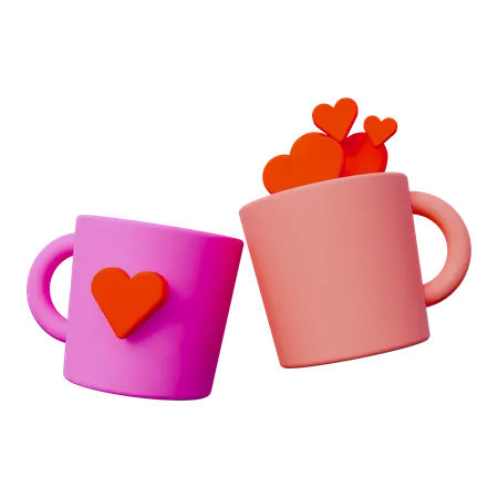 Love Coffee Couple 3 D Icon  3D Icon