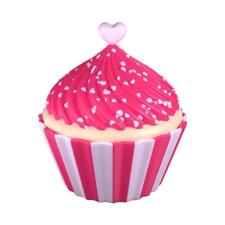 Pink Love Cupcake Valentine 3 D Icon 3D Icon