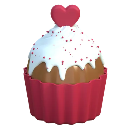 Heart Cupcake Icon Valentine Day 3 D Illustration 3D Icon