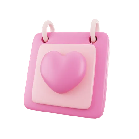 3 D Pink Calender Love Illustration Icon Object 3D Icon