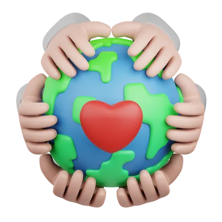 3 D Rendering Love Earth Isolated Useful For Ecology Energy Eco Green Recycling And Technology 3D Icon
