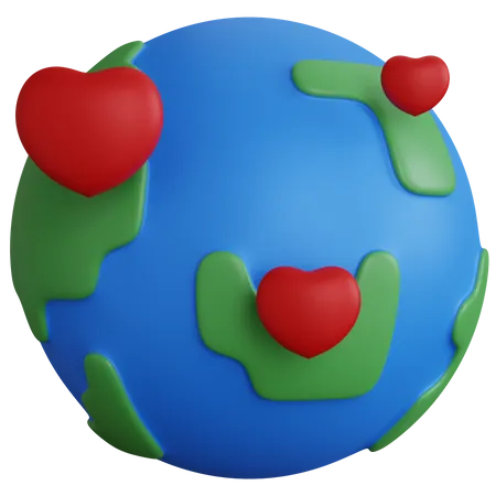 3 D Rendering Globe With Several Heart Symbols Isolated 3D Icon