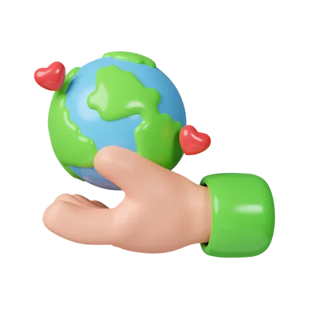 3 D Human Hands Holding Global Green Planet In Your Hands Save Earth Environment Concept Icon Isolated On White Background 3 D Rendering Illustration Clipping Path 3D Icon
