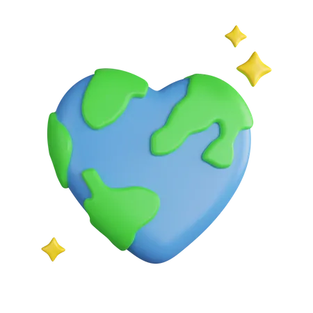 3 D Heart Shaped Planet Earth Save Earth Environment Concept Icon Isolated On White Background 3 D Rendering Illustration Clipping Path 3D Icon