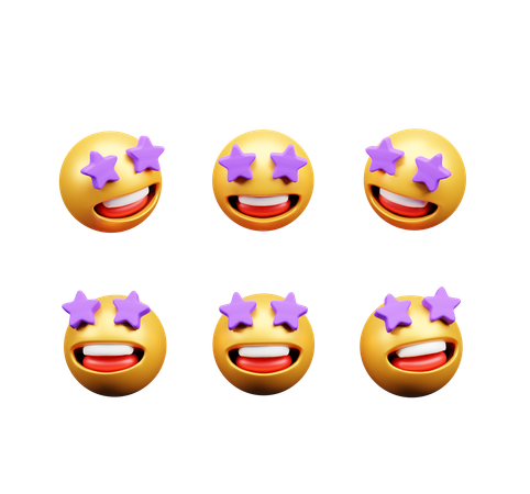 Love emoticon with purple eyes  3D Icon