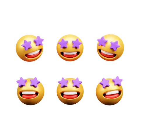 Love emoticon with purple eyes  3D Icon