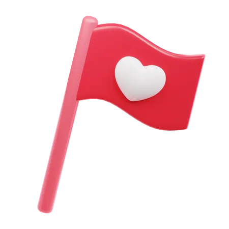 Flag With Love Symbol 3D Icon