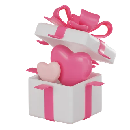 Gift Box Opening Revealing Heart Shaped Treasures Perfect For Expressing Emotions On Valentines Day And Romantic Occasions 3 D Render Illustration 3D Icon