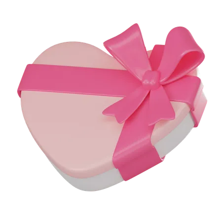 Gift Box With Heart Shaped Perfect For Expressing Emotions On Valentines Day And Romantic Occasions 3 D Render Illustration 3D Icon