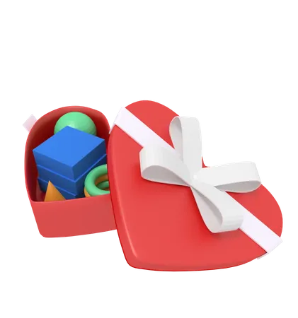 3 D Illustration Of An Open Heart Shaped Gift 3D Icon