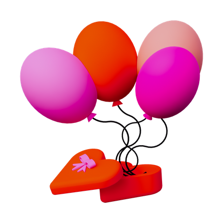 Love Gift Box Balloons  3D Icon