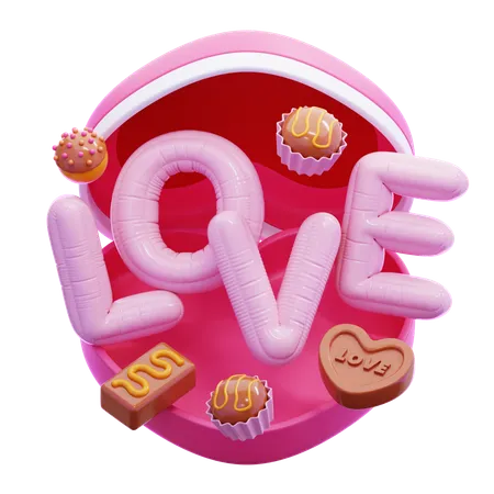 Love Gift Box With Chocolate Candies  3D Icon