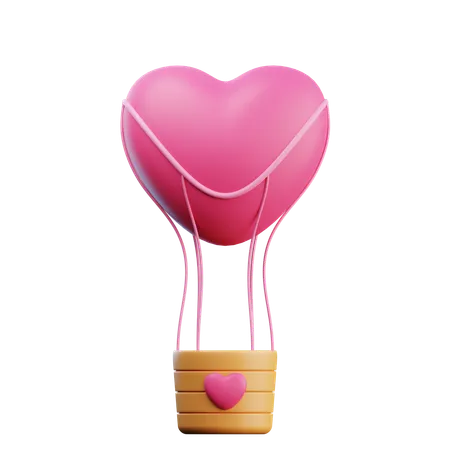 Love Hot Air Balloon  3D Icon