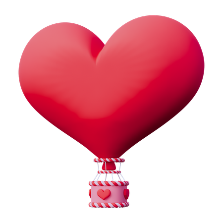 Love Hot Air Balloon  3D Icon