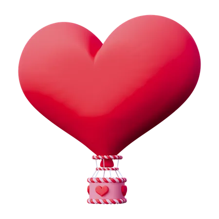 Love Hot Air Balloon  3D Icon