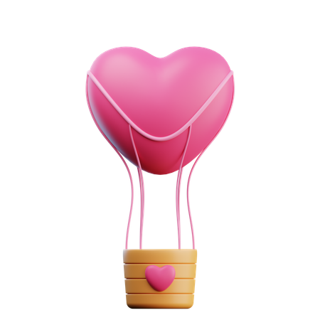 Love Hot Air Balloon  3D Icon