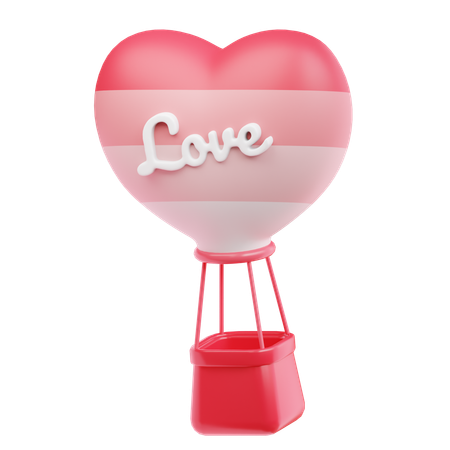 Love Hot Air Balloon  3D Icon