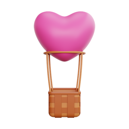 Love Hot Air Balloon  3D Icon