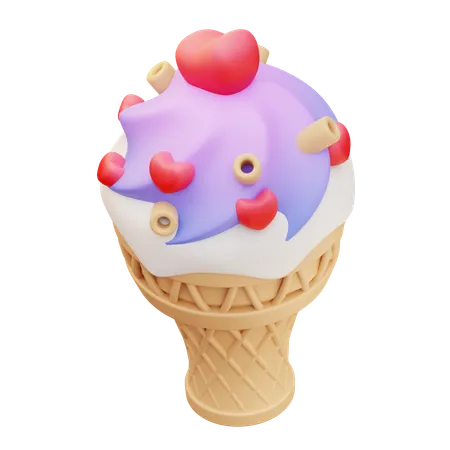 3 D Illustration Of Love Ice Cream 3D Icon