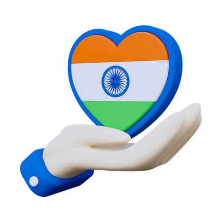 Love India with Hand  3D Icon