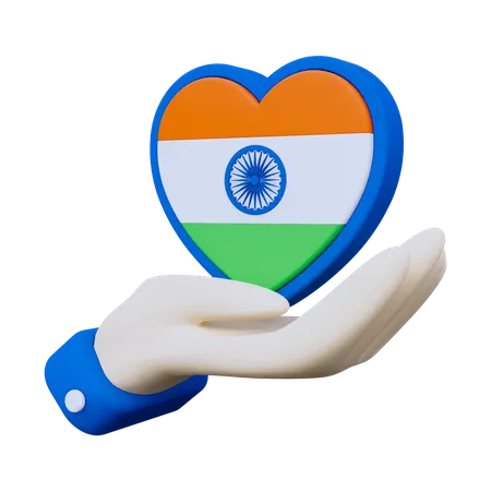 Love India with Hand  3D Icon