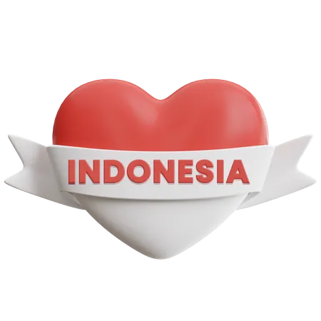 Love Indonesia Ribbon 3D Icon