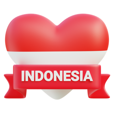 Love Indonesia Heart Emblem  3D Icon