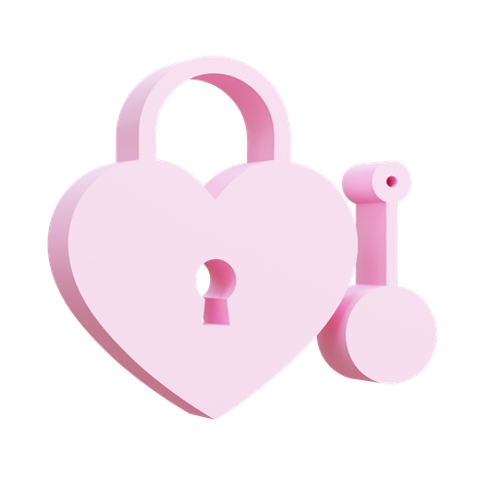 Love Key And Lock  3D Icon