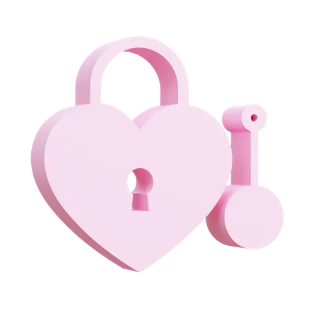 Love Key And Lock  3D Icon