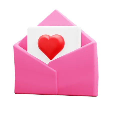 Love Letter Envelope With Heart Symbol For Save The Date Wedding Party Invitation 3 D Icon Illustration Render Design 3D Icon