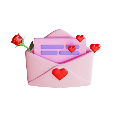3 D Render Valentine Love Letter 3D Icon
