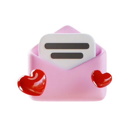 3 D Render Valentines Day Love Letter 3D Icon